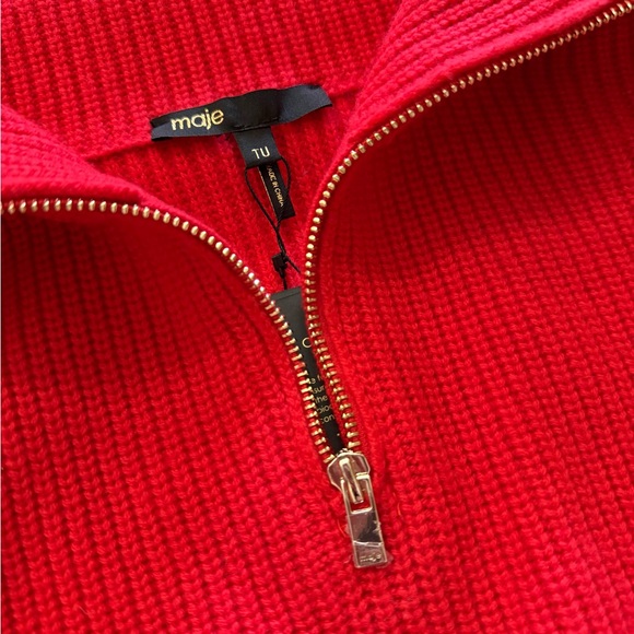 Maje Red Zip Up Turtleneck Dickey Neck Warmer - Picture 5 of 5
